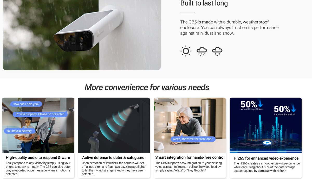 Ezviz CB5 4K Built in Solar Panel Battery AI Human Detection CCTV