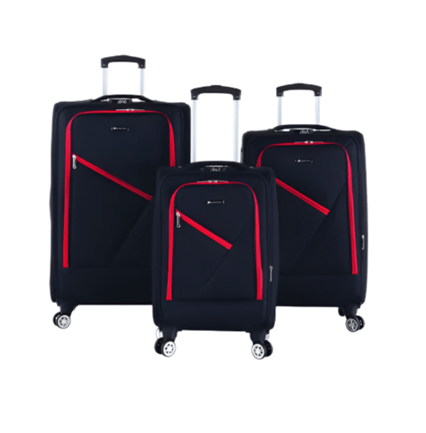 Paklite 3-Piece UrbanLite Black Soft-Shell Spinner Luggage Set