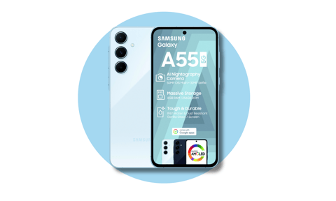 Samsung A55 5G 256GB SM-A556E DS AWESOME ICEBLUE with Free AvoCare